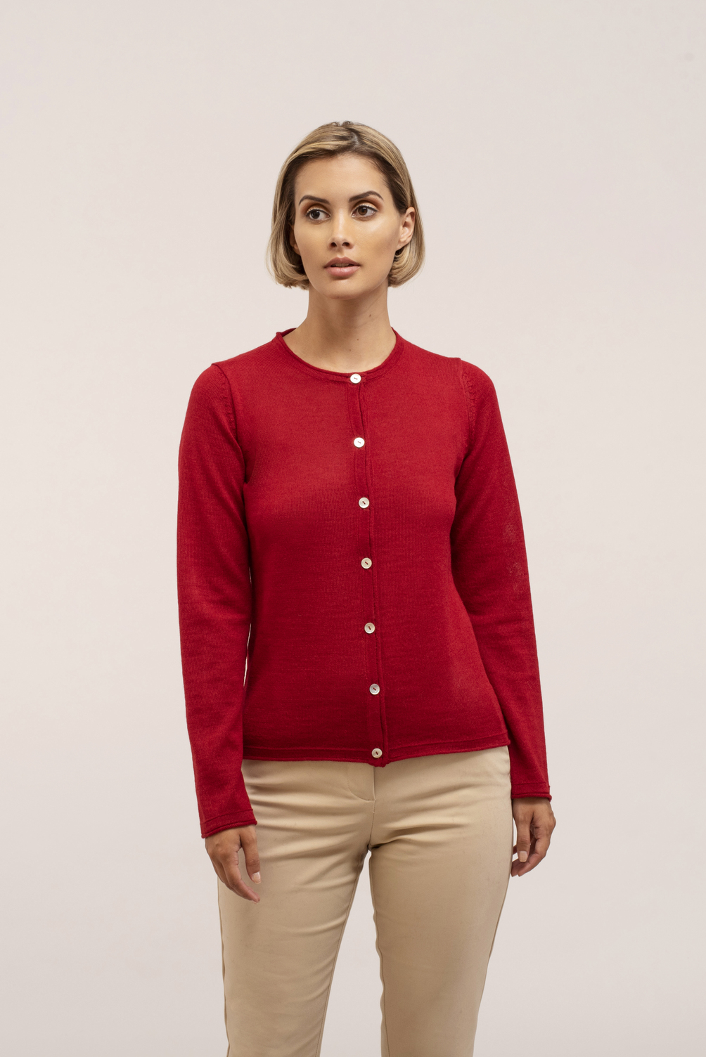 C??rdigan Rose Rojo Pure Alpaca