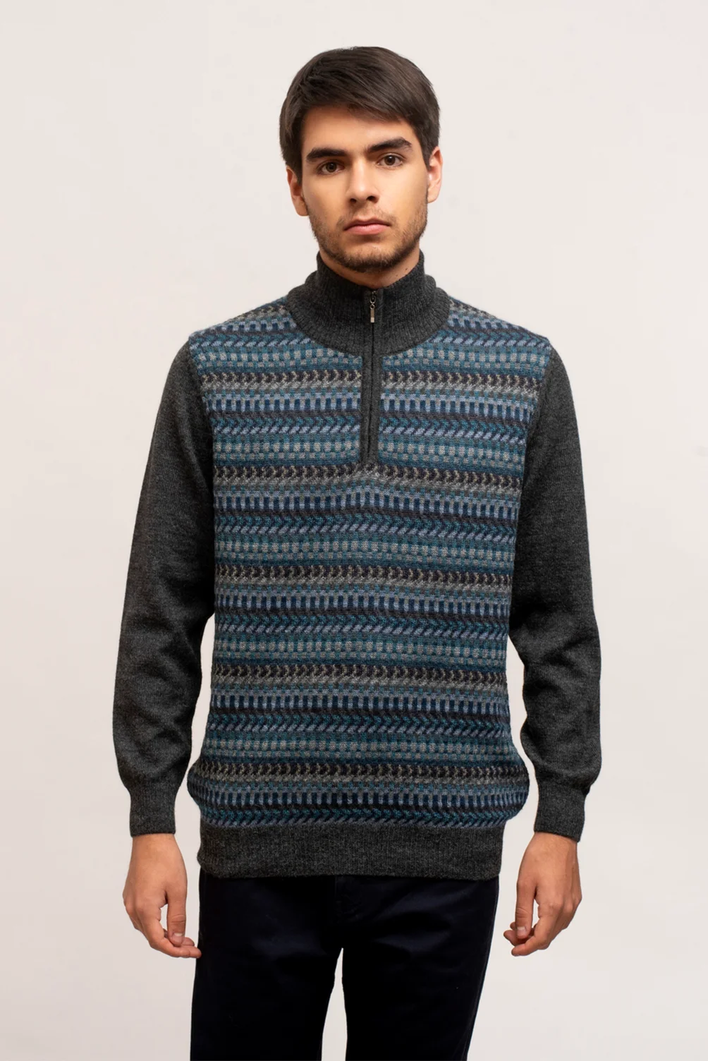 Troyer Sigsag cuadritos Gris Pure Alpaca