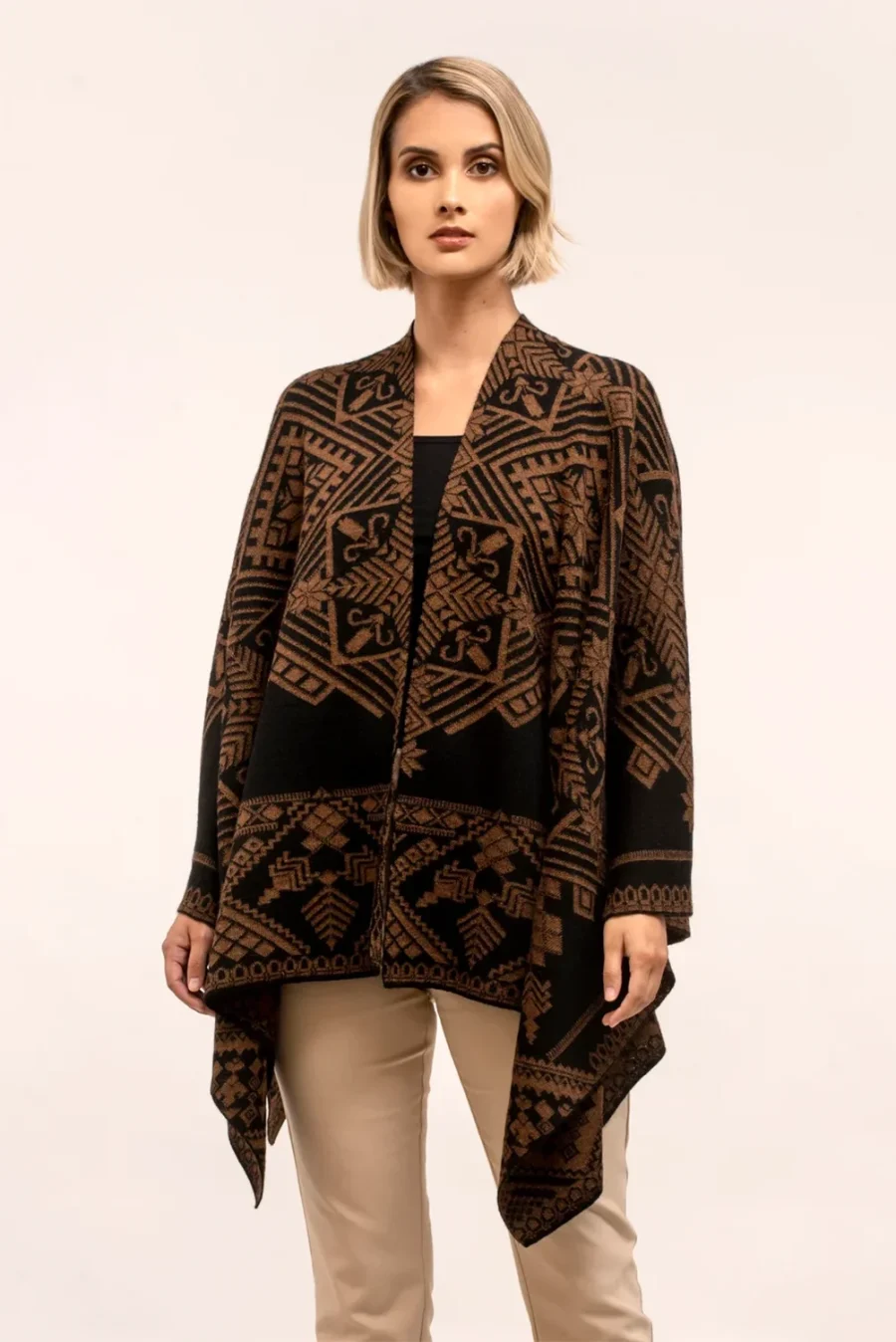 Poncho Cristal Negro/Camello