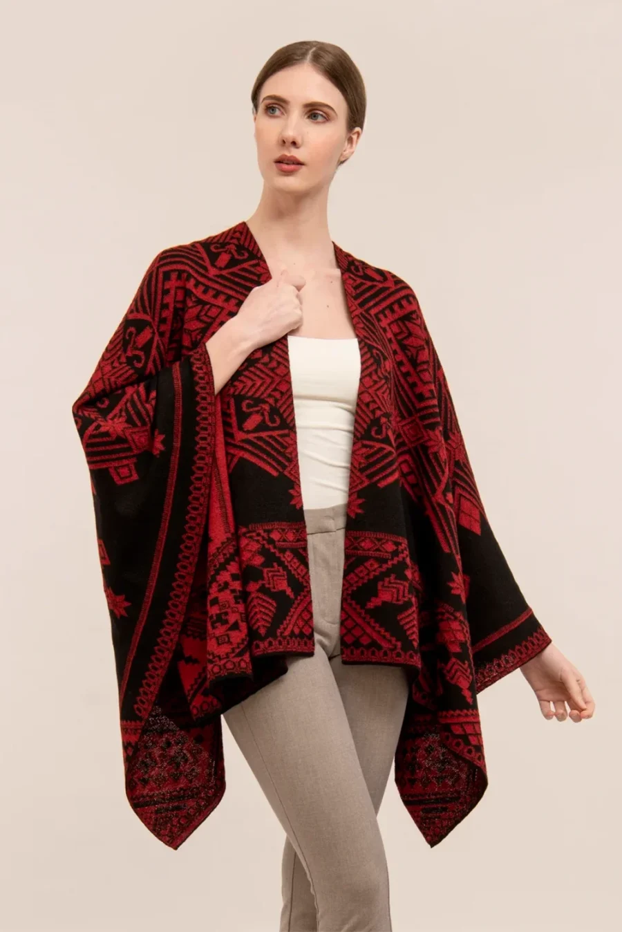 Poncho Cristal Rojo/Negro