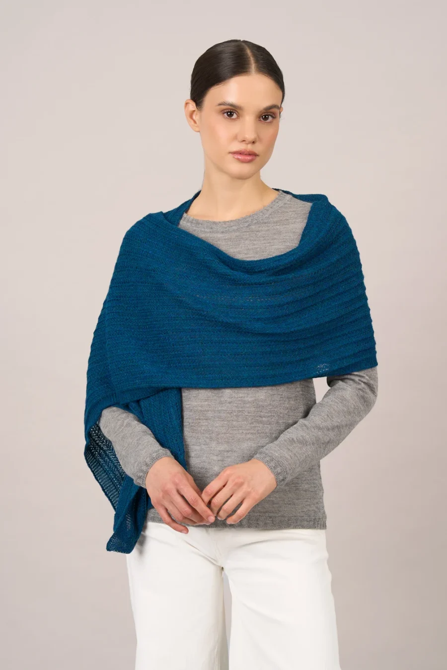 Thais Turquoise Openwork Shawl