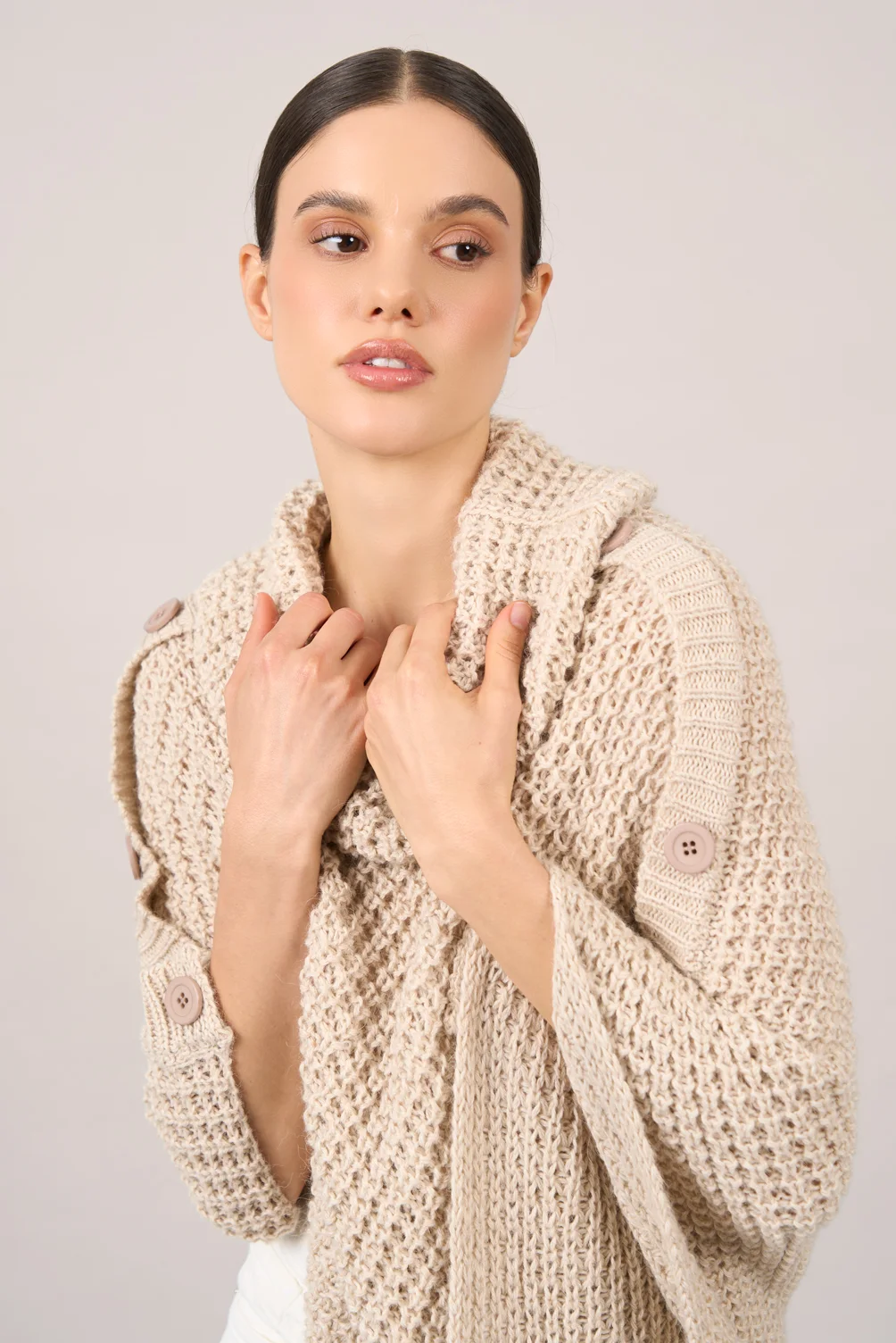 Lucinda Beige Poncho