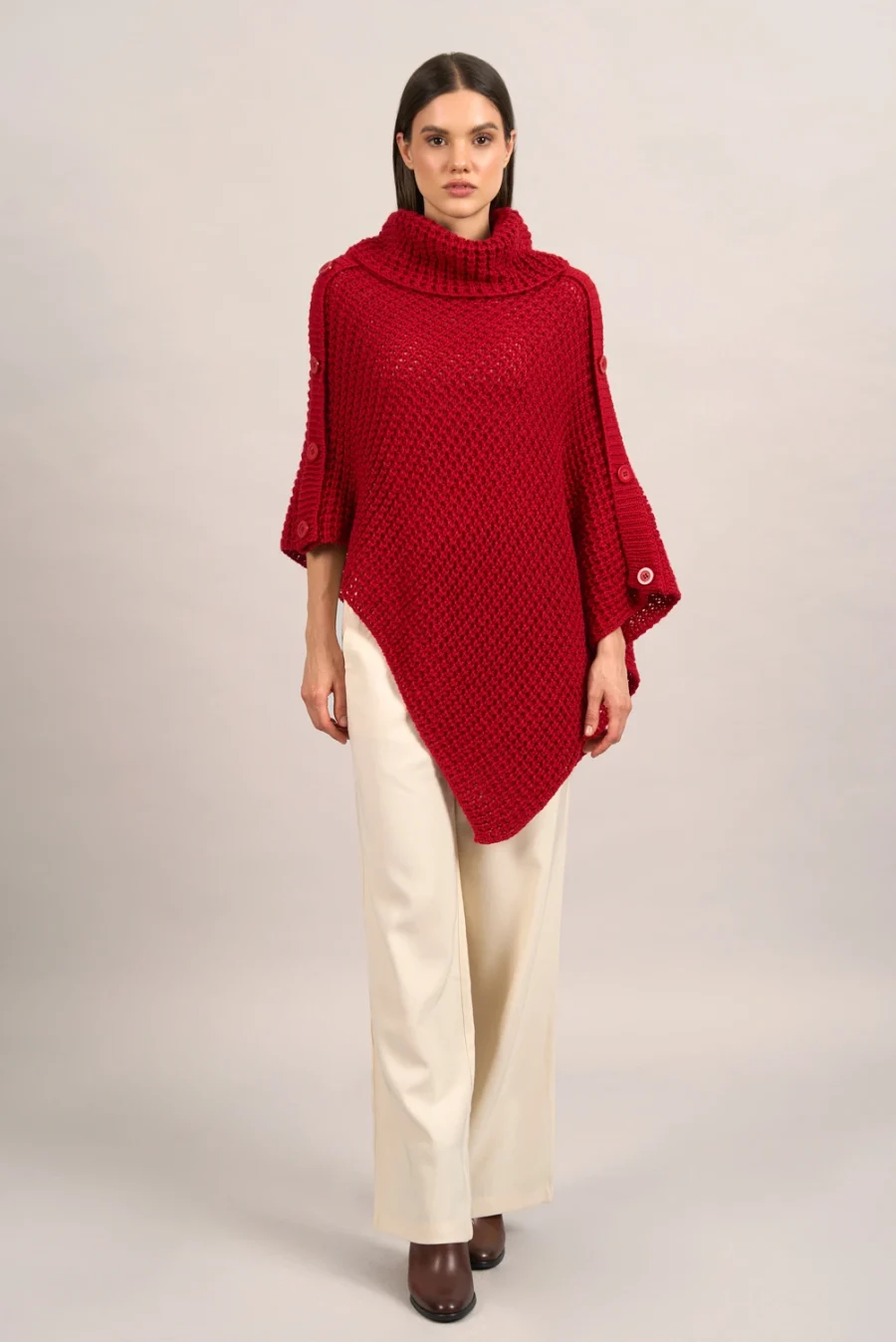 Lucinda Red Poncho