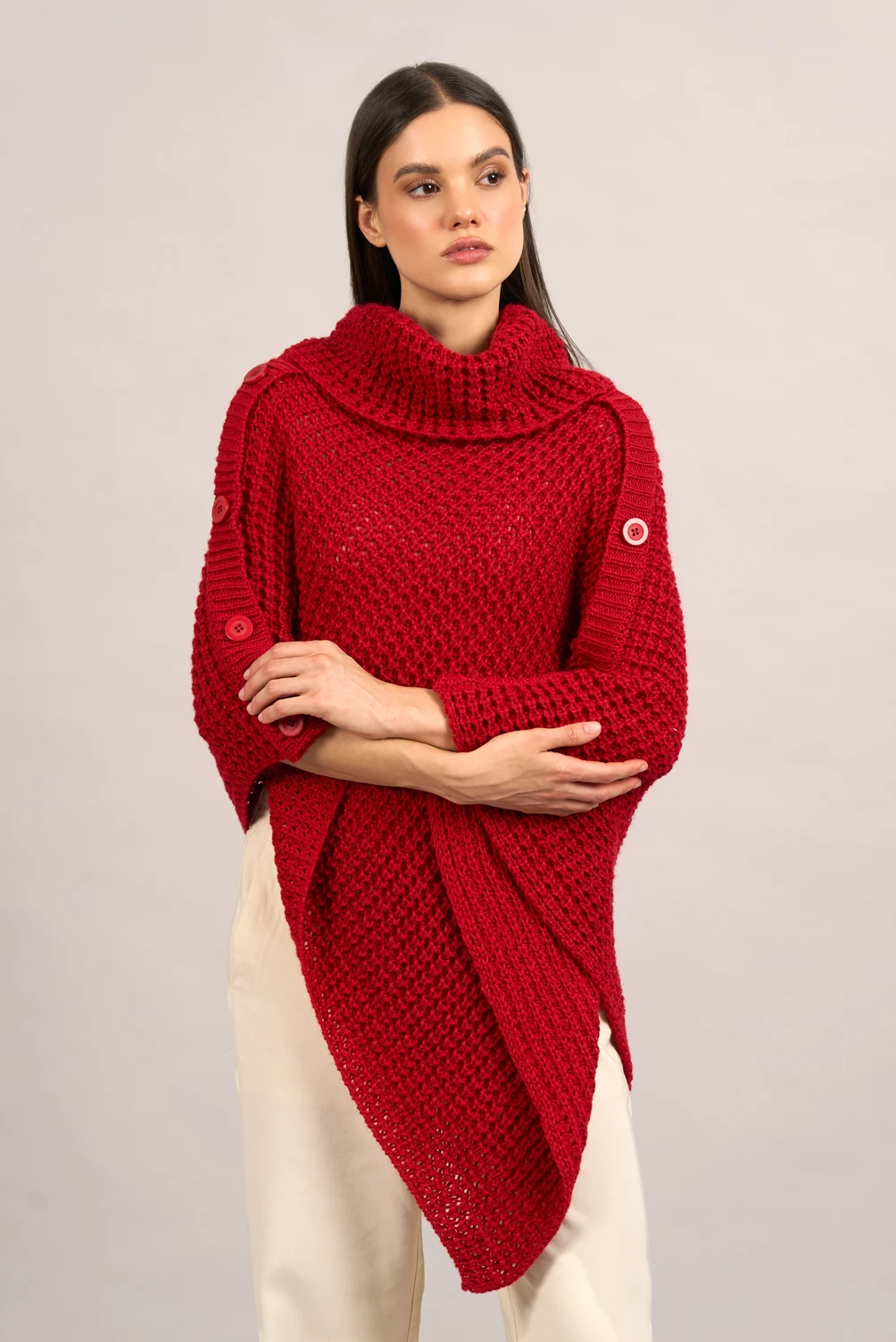 Lucinda Red Poncho