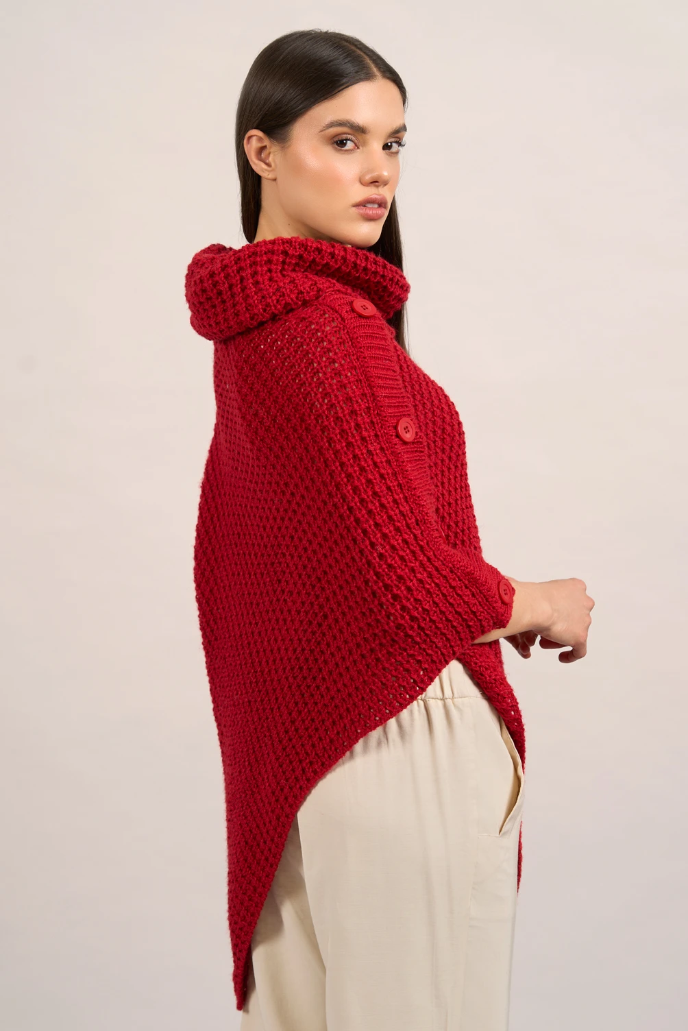 Lucinda Red Poncho