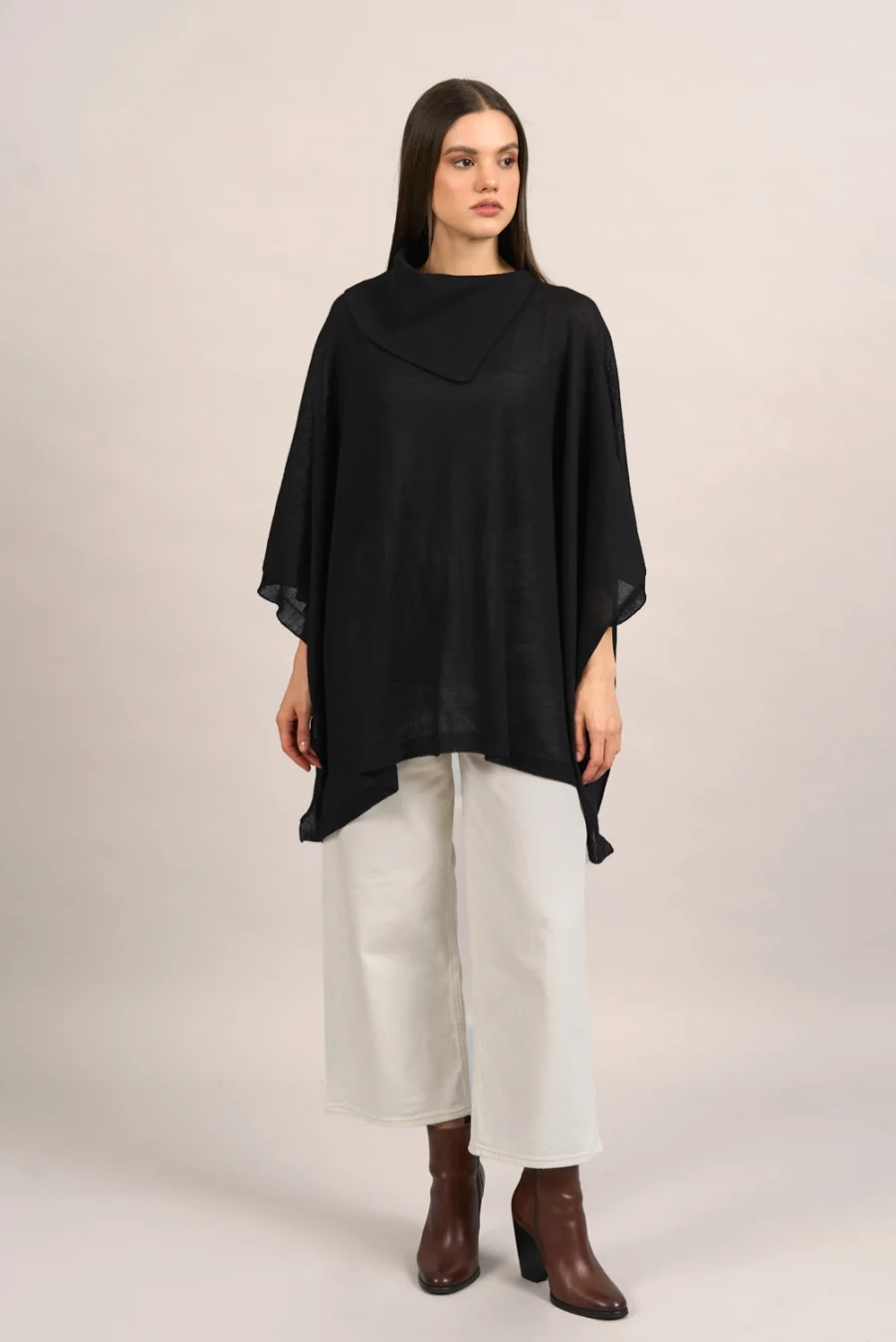 Melania Black Poncho