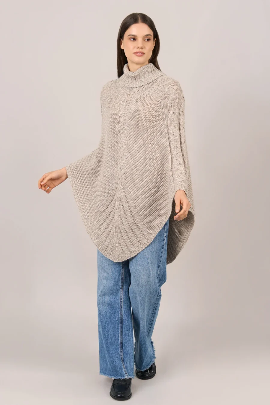 Mia Beige Marl Poncho